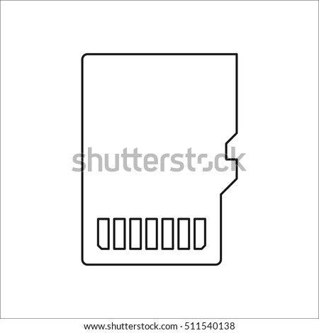Micro SD card symbol sign line icon on background