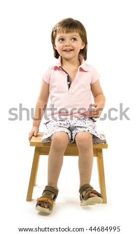 Little Girl - Two Years Old - Sitting On A Chair Stock Photo 44684995 ...