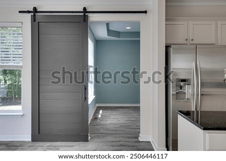 Similar – Image, Stock Photo Modern door with stylish metal knob in flat