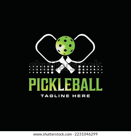 Pickleball Logo Design Illustration on Black Background suitable for Game, Sport or Club Logo, Pickle Ball