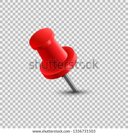 Vector illustration of red thumbtack. Isolated on transparent background.