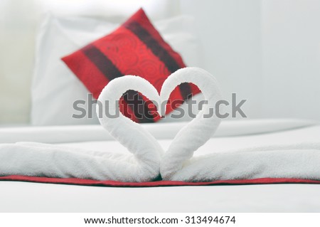 Towel Folding in bed for decoration