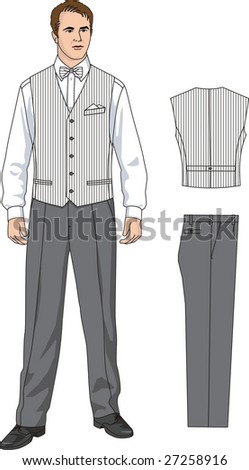 The Suit Of The Waiter Consists Of A Waistcoat, A Shirt And Trousers ...
