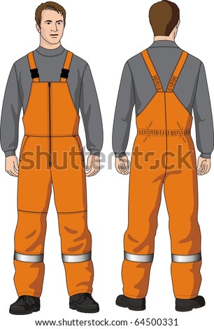 Orange overalls for man warmed with pockets