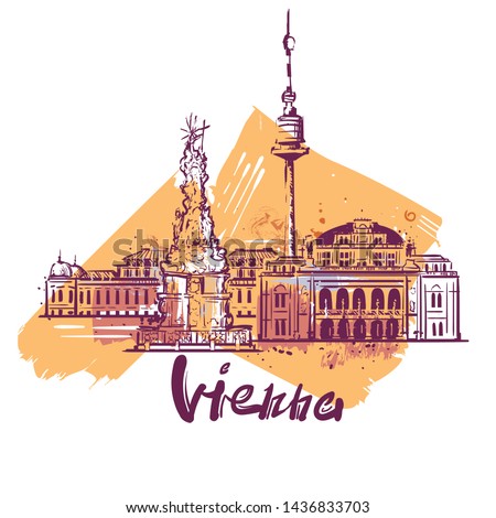 Vienna abstract color drawing. Vienna sketch vector illustration isolated on white background.