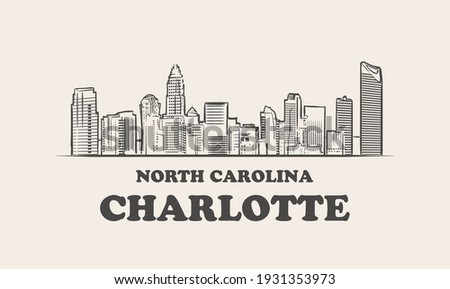 Charlotte skyline, north carolina. 
Charlotte hand drawn sketch