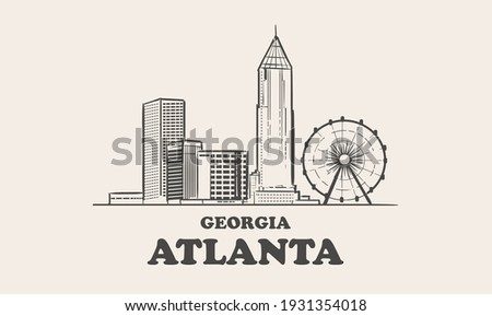 Atlanta skyline, georgia. Atlanta hand drawn sketch