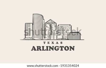 Arlington skyline, texas. Arlington hand drawn sketch