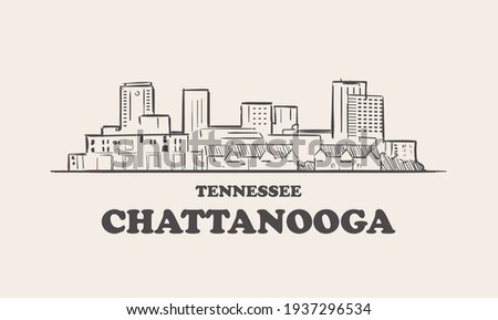 Chattanooga skyline, tennessee drawn sketch