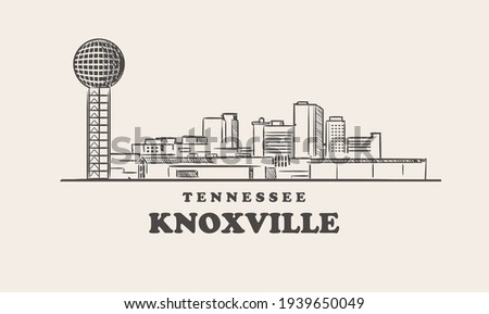 Knoxville skyline, tennessee drawn sketch
