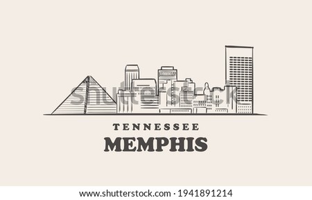 Memphis skyline, tennessee drawn sketch