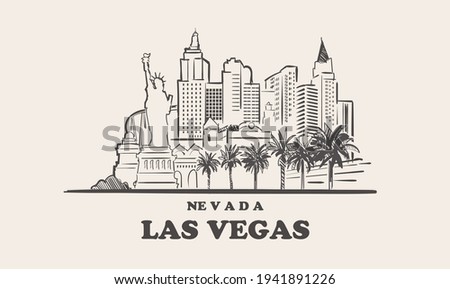 Las Vegas skyline, nevada drawn sketch