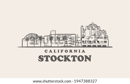 Stockton skyline, california drawn sketch
