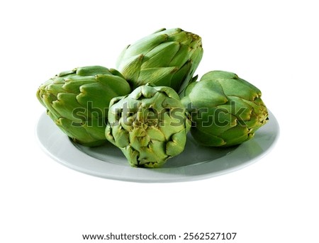 Similar – Image, Stock Photo Fresh green artichokes at the weekly market in Alacati in the province of Izmir at the Aegean Sea in Turkey