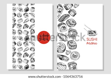 Business card for sushi. Sushi menu, sushi bar.