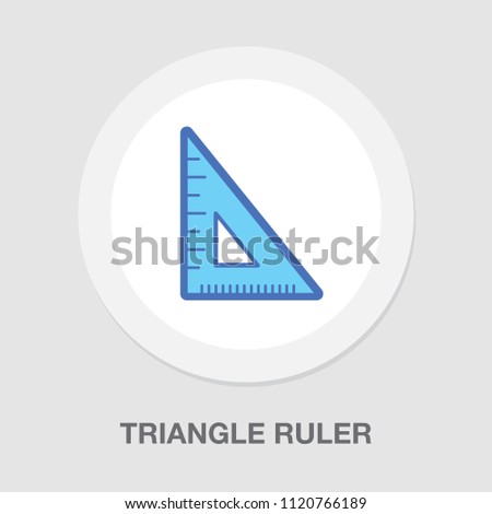 triangle ruler icon, school illustration - education icon, measurement scale tool