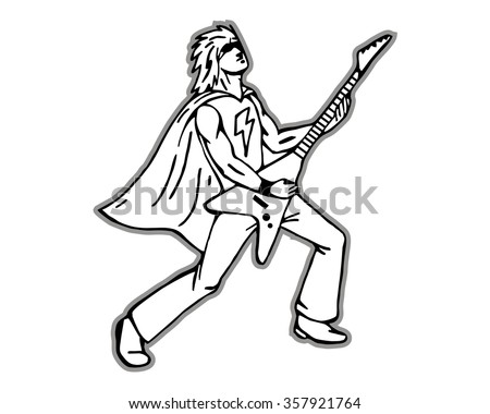 superhero guitarist character illustration logo icon vector