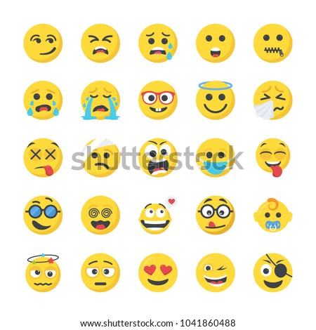 Smiley Flat Icons Set