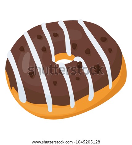 Chocolate doughnut with cream drizzled on top
