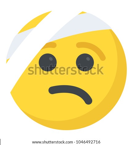Face with head bandage flat icon design showing injured concept