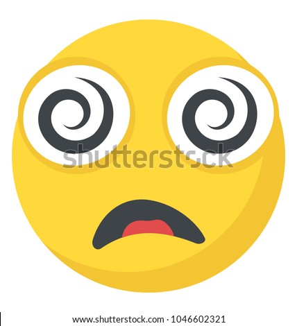 Flat emoji icon design with spiral eyes, dizzy emoji 