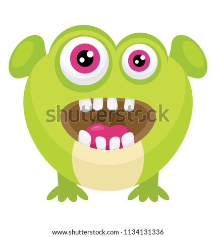 
A monster character with bulging eyes two ears and tongue coming out depicting happy zazzle monster 
