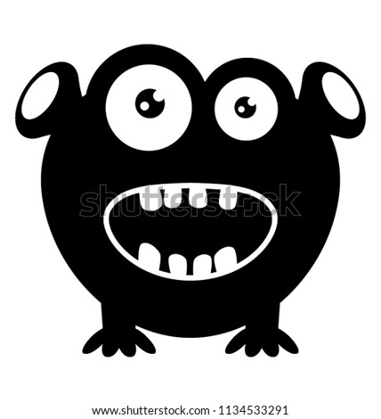 
A monster character with bulging eyes two ears and tongue coming out depicting happy zazzle monster 
