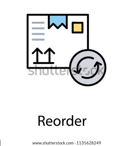 
An icon with dispatched package and oppositely directing arrows showing process of reorder  
