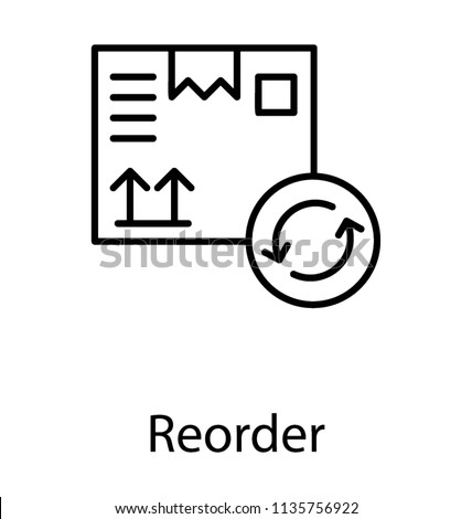 
An icon with dispatched package and oppositely directing arrows showing process of reorder  
