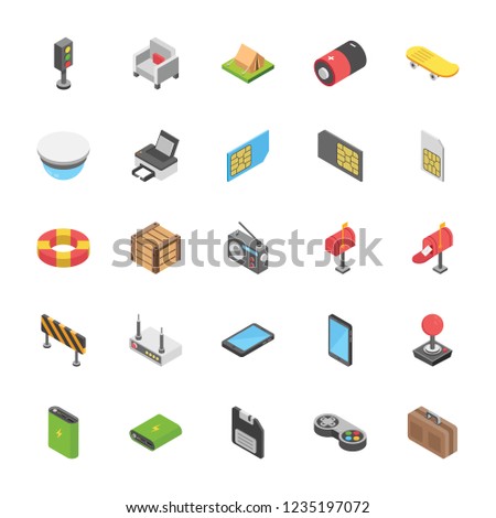 An innovative set of objects icons is providing three dimensional visuals to grab the attention of viewers. You will find almost each and everything to be used in everyday routine such as park sewing 