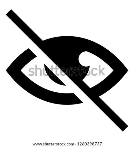 Crossed on eye,  not visible solid icon design