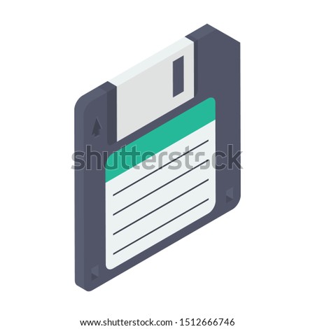 
Floppy disc or diskette for data storage, isometric vector 
