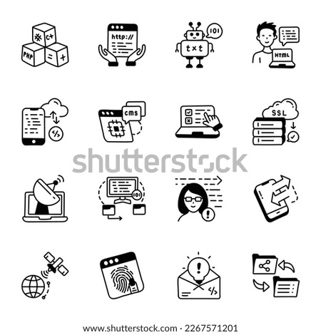 Icon Bundle of Development And Programming Doodles