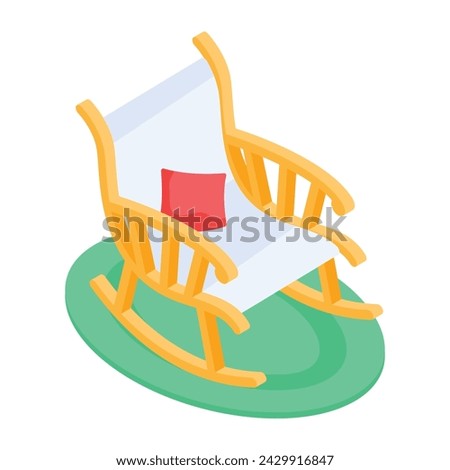Premium isometric icon of a rocking chair