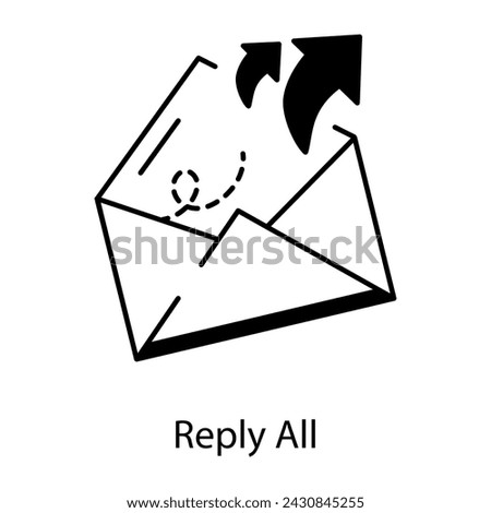 An editable line icon of reply all email
