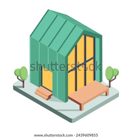 Check out isometric icon of lodge