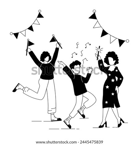 Download glyph illustration of street party