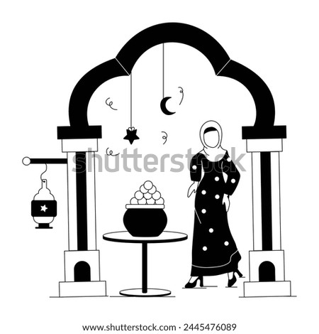 Download glyph illustration depicting eid day