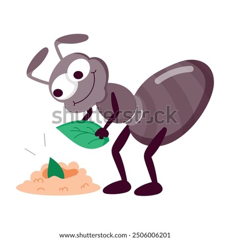 Set of Cute Ant Actvities Cartoon Style Stickers 

