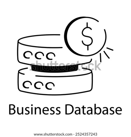 Drawing style icon of business database 

