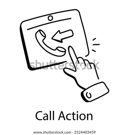 Call action icon in doodle style 

