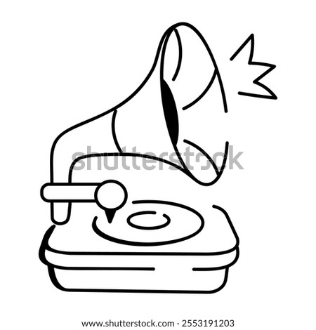 Gramophone icon designed in doodle style 

