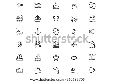 Sea Vector Line Icons 1