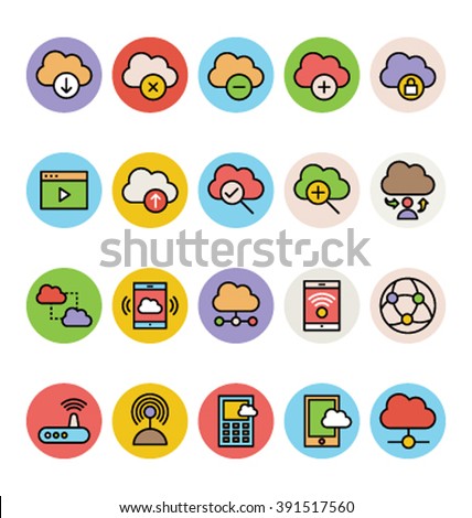 Cloud Computing Colored Vector Icons 5