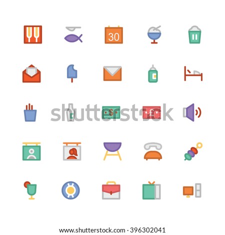 Hotel & Restaurant flat bold Vector Icons 4