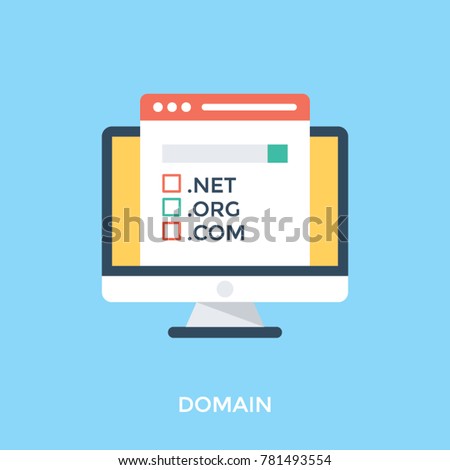 Domain name registration, flat design vector illustration