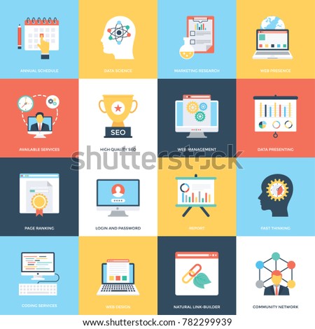 Web and Seo Flat Vector Icons