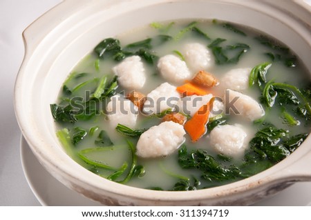 Chinese cuisine-The soup fish ball with Vegetables