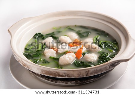 Chinese cuisine-The soup fish ball with Vegetables