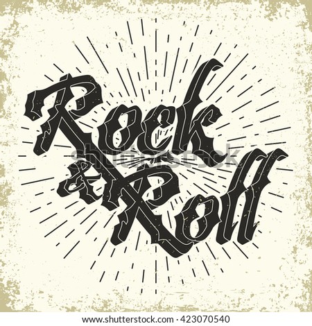 Grunge Monochrome Rock Music Print, Hipster Vintage Label, Graphic ...